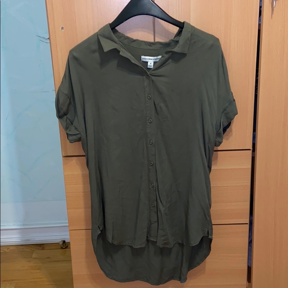 Dark green Button down chic blouse